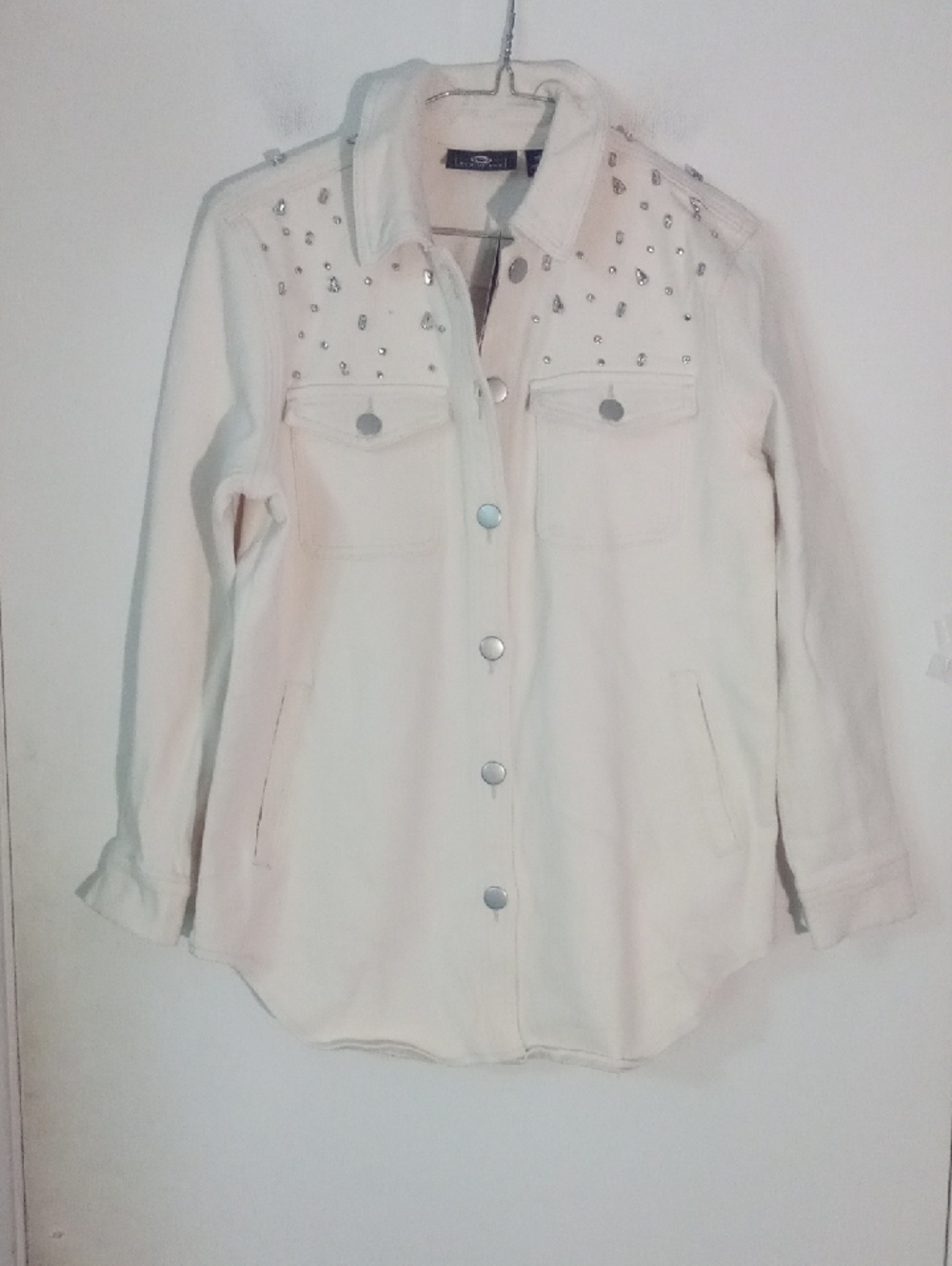 G by Giuliana Studded Denim Jacket XSP XS Petite NWT Cream